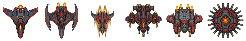 A line-up of enemy ships from Slagfall